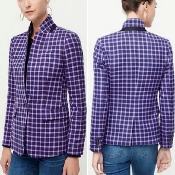 J. Crew Regent Blazer in Mott Plaid Royal Petunia Size 4 purple, red blue pink - Picture 1 of 15